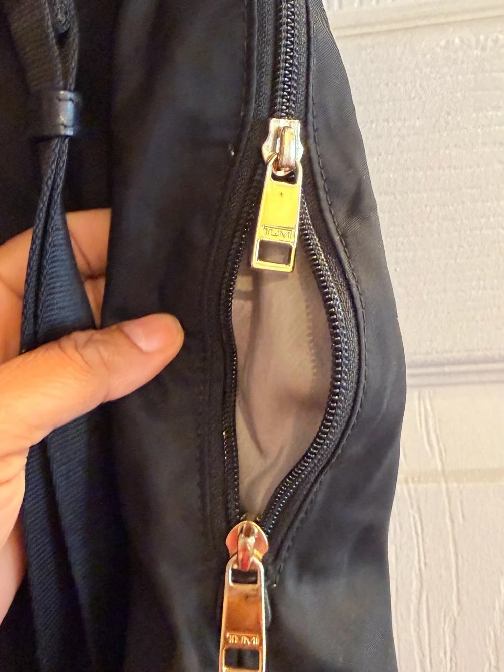 Tumi Black Nylon Backpack with Gold-Tone Hardware